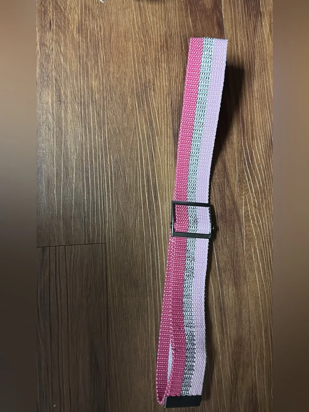 Girls / Youth Pink & Light Pink Canvas Web Belt with Metallic Silver Glitter Str